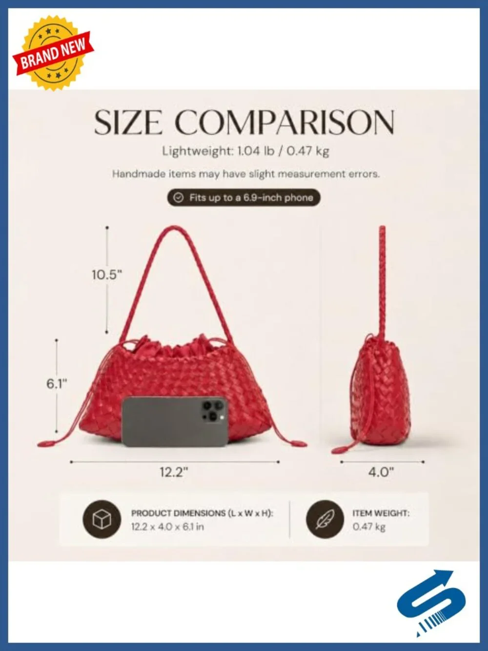 Handwoven Faux Leather Shoulder Bag Hobo Tote with Padded Strap and Pouch